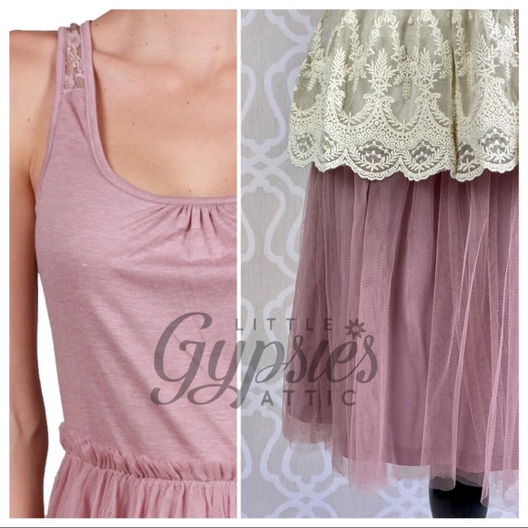 A’reve Dusty Rose Tulle Slip Dress - Picture 12 of 15